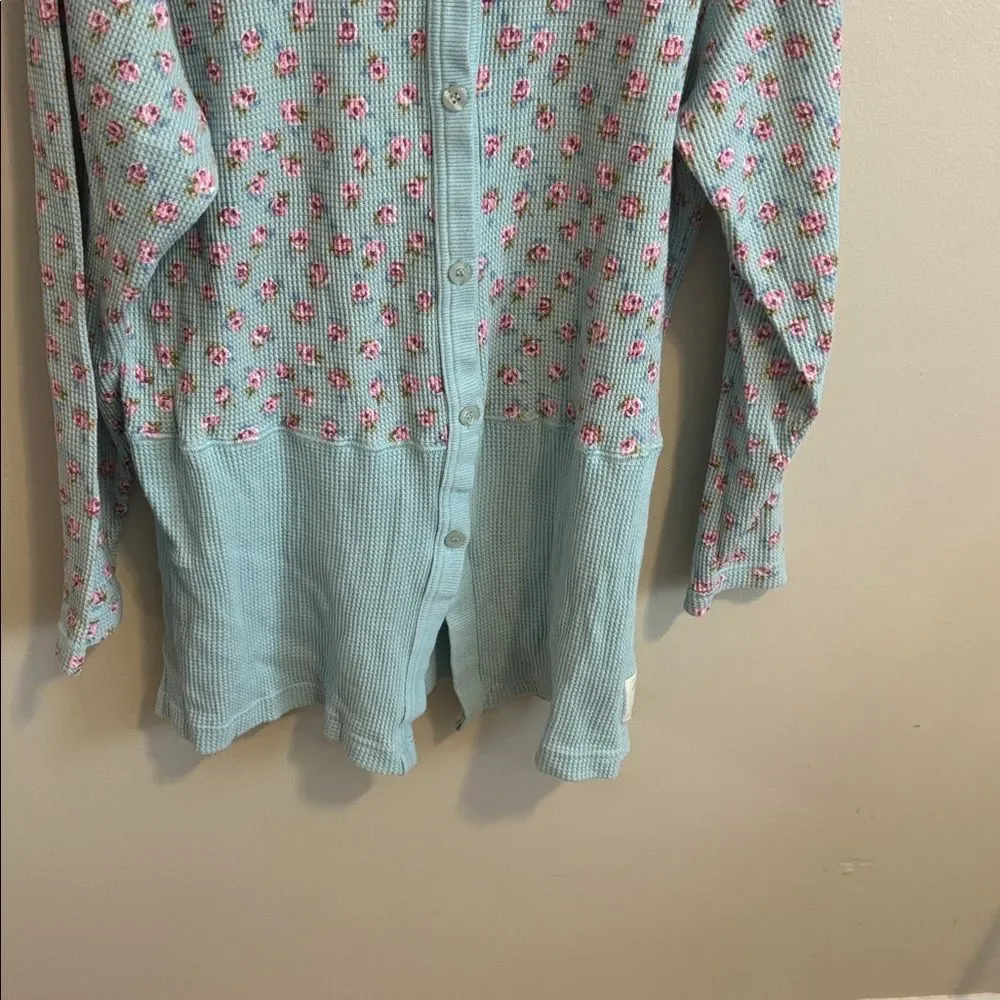 Vintage Victoria's Secret Blue Floral Cardigan thermal size small